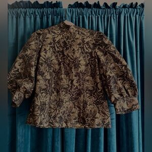 Worthington Black and Gold Floral Top